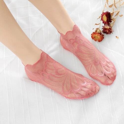 10 Pair Peacock Sock for Girls Super Thin Lace Invisible Socks Breathable Summer A66