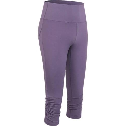 New Women 3/4 Yoga Pants High Waist Solid Sexy Push Up Hip Sport Trousers Gym Fitness Running Workout Calf-Length Leggings