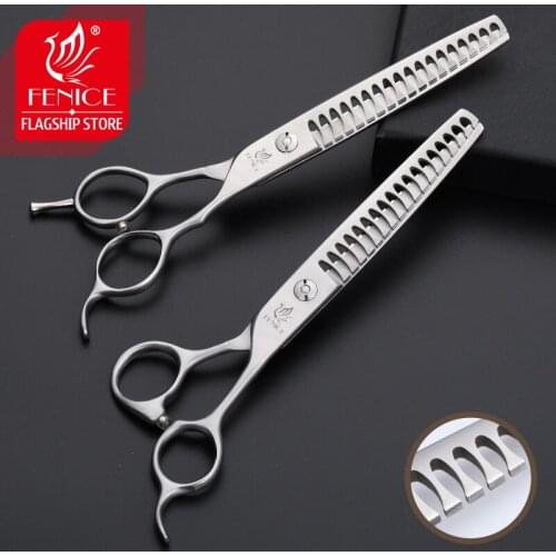 Fenice 6.75 Inch Stainless Steel Pet Thinning Scissors for Dog Grooming Shears Thinning Rate 80