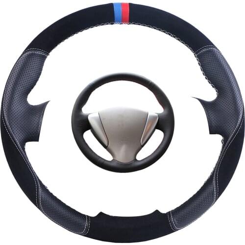 Custom Car Steering Wheel Cover Black For Nissan Tiida Sylphy Sentra Versa Note 2014 Suede Leather Auto Steering Wheel Braid