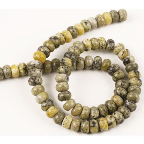 Wholesale Natural Stone 5-8mm Yellow Turquoises Flat Round Loose Beads Needlework for Jewelry Making DIY Bracelet