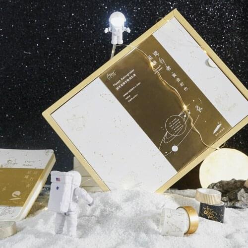 Planet retrograder series Blank Sketchbook Notebook Box Gift Set Personal Diary Planner DIY with Washi Tape USB lamp