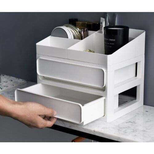 Scandinavian Plastic White Gray Storage Drawer Desktop Sundries Storage Box Cosmetics Makeup Container Home Organizer Decor Box