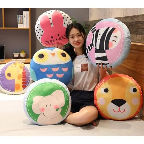 Ins elephant giraffe plush pillow cute animal shape stuffed soft cushion owl rabbit lion zebra toy kids pillow home decoration