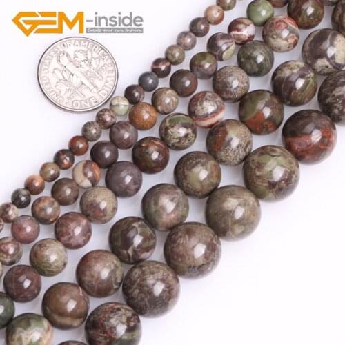 New Natural Brown Rainforest Agates Stone Semi Precious Round Spacer Loose Beads for Jewelry Making 15" 4mm 6mm 8mm 10mm 12mm