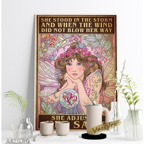 Encouraging Quotations Flower Faerie Vintage Art Poster Fantasy Artwork Print Wall Picture Kids Room Home Decor Child Gift Idea