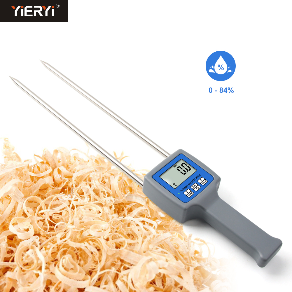 Yieryi professional Moisture Meter for Wood Sawdust Powder Hay Bale Peat Moisture Meter hygrometer TK100W