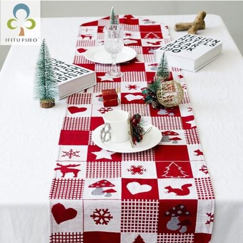 Christmas Elk Linen Printed Table Flag Table Runner Printed Tassel Tablecloth Placemat Hotel Home Festival Decoration ZXH