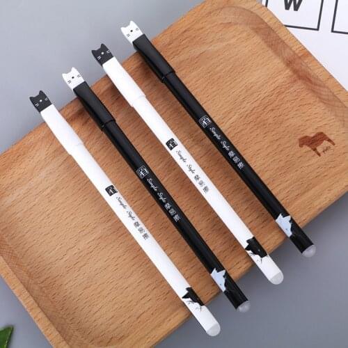 36 pcs/lot White Black Cat Erasable Gel Pen Cute Stationery Water Gel Ink Pen Signature Pen school writing supplies