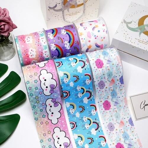 DIY Cartoon Rainbow Printed Grosgrain Ribbon For Craft Supplies Sewing Accessories 5 Yards, Planar Resins Mold 10 Pieces. 43261