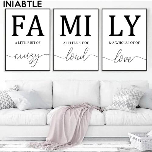 Family Letter Posters Prints Love Quote Canvas Painting Nordic Style Minimalist Wall Art Picture Living Room Home Bedroom Decor