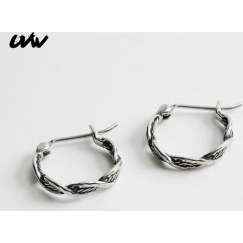 UVW389 2pc Punk Gothic Stainless Steel Vintage Darkness Twist Hoop Earrings Pendienties Brincos Boho Fashion Piercing Jewelry