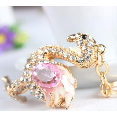 Ostrich Bird Fast Leg Lovely Cute Crystal Charm Purse Handbag Car Key Keyring Keychain Party Wedding Birthday Gift