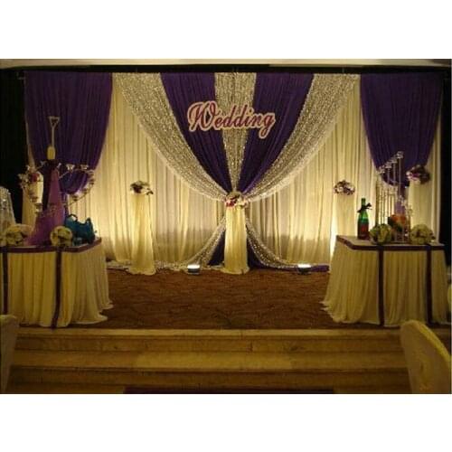 Wedding Decoations 3M*6M White Color Wedding Backdrop Curtain With Silver Sequin Fabric For wedding stage backdrop Props supply