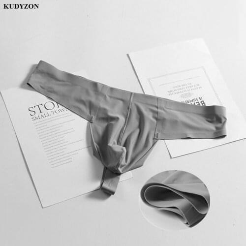Men Sexy G-string Thongs Gay Men Underwear Solid Thin Ice Silk Enhance Bugle Pouch Seamless T-panties Man Lingerie Underpants
