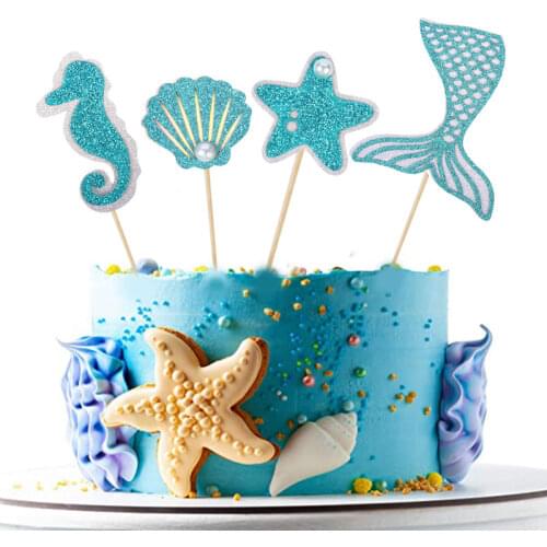 Cyuan Mermaid Doll Cake Toppers Birthday Cake Decoration Cupcake Topper Little Mermaid Party Supplies for Baby Shower Decoration