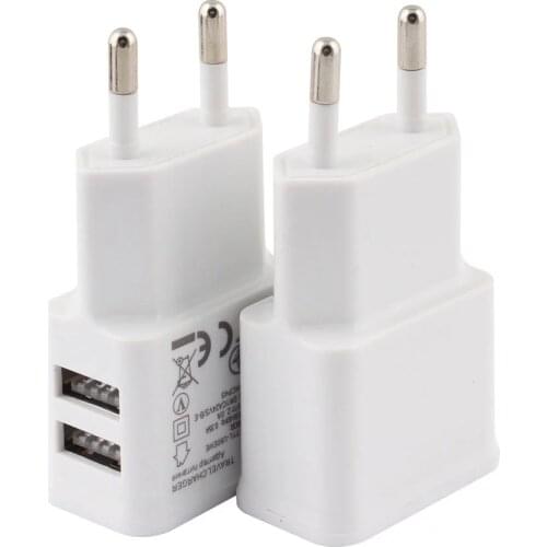 Universal Dual USB Charger 2A Travel EU Plug Adapter portable Wall charger Mobile Phone USB cable For iphone Samsung Xiaomi