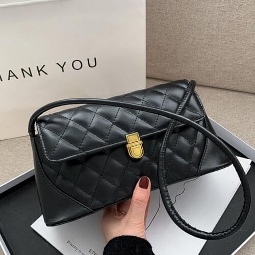 Diamond Buckles Designer PU Leather Shoulder Bags for Women 2021 Womens Trend Handbags Branded Bolsos Black Crossbody Bag