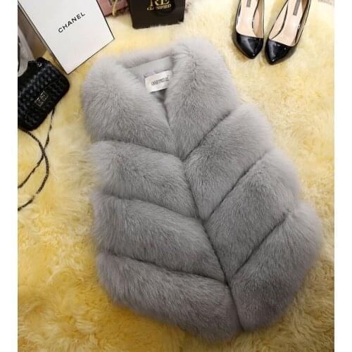 2021 Women Long Fake Fur Vests Jacket Female Winter Fashion Faux Fur Vest Jacket Ladies Warm Sleeveless Coat Waistcoat Q260