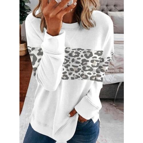 Spring and Autumn Womens Fashion Long Sleeve Leopard Print T-shirt t shirts shirts for women hoody sport shirt
