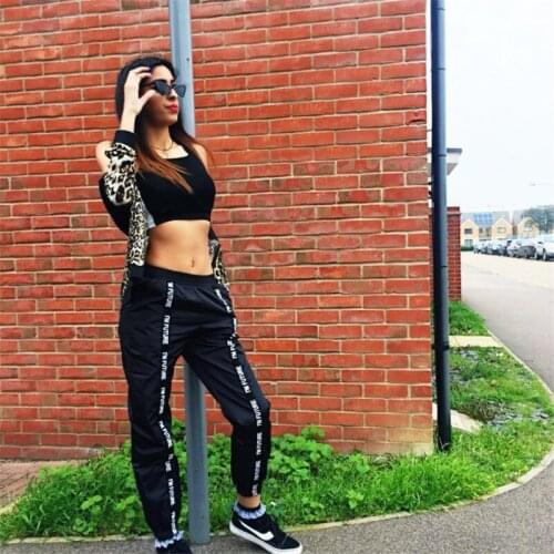 Women’ s Letter Print High Waist Harem Pants Female Trousers Ankle Banded Pants for Spring Fall, S/M/L/XL/XXL