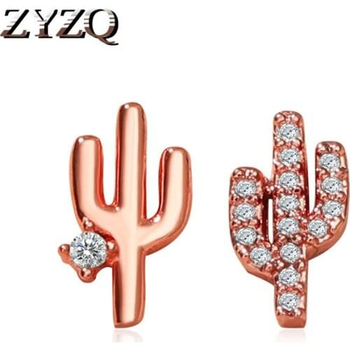 ZYZQ Trendy Hollow Cactus Earrings For Women Simple Plant Stud Earrings For Women Cartoon Fashion Ear Brinco Jewelry wholesale