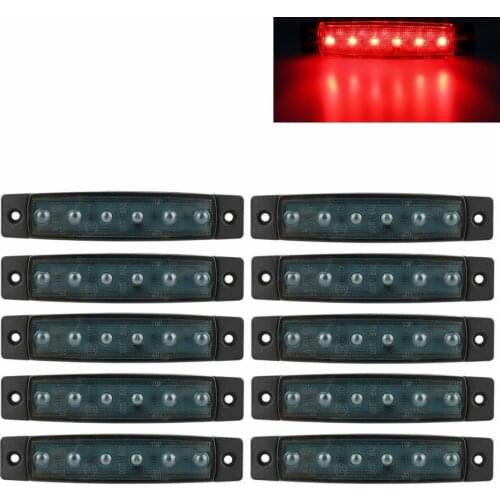 Fuleem 10PCS 3.8” Smoked Lens Red LED Side Marker Indicator Lights Clearance Lamp 6 SMD for Trailer Pickup RV Truck Boat 12V