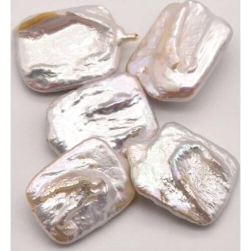 2 Pcs/Lot 20mm*15mm Natural White Square Baroque Pearl Jewelry Components Charms For Bracelet Necklace Making Wholesale JA0241