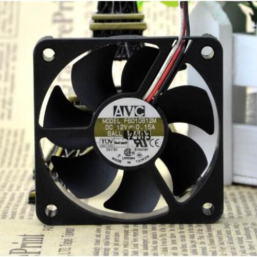 2 pieces/Lots Original AVC 60*60*10 6cm F6010B12M DC 12V 0.15A 3-wires ball cooling fan