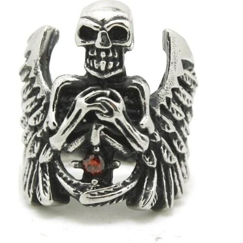 2015 Skull Ring With Stone Pray For God Jesus Ring For Men And Women Recommended Free Shippping
