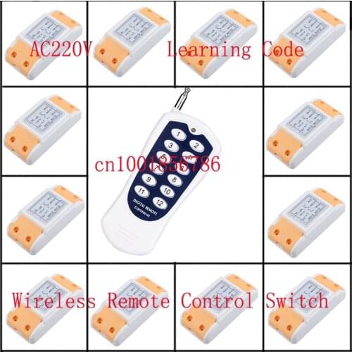 220V 12CH wireless remote control switch system 12 Receiver &1 Transmitter smart home Learning code adjustable control z-wave