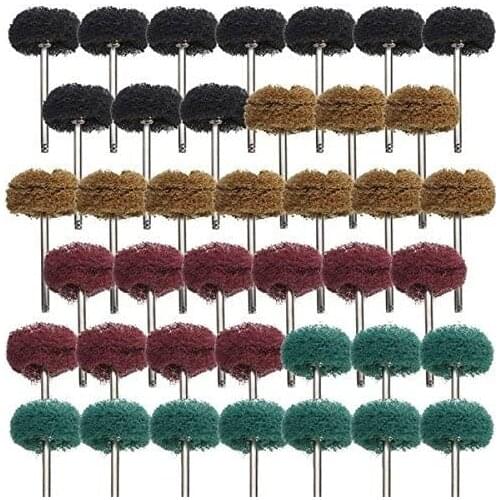40 Pieces 3mm Shank Abrasive Wheel Buffing Polishing Wheel Set For Dremel Rotary Tool Diameter 25mm for Jewelry Polish