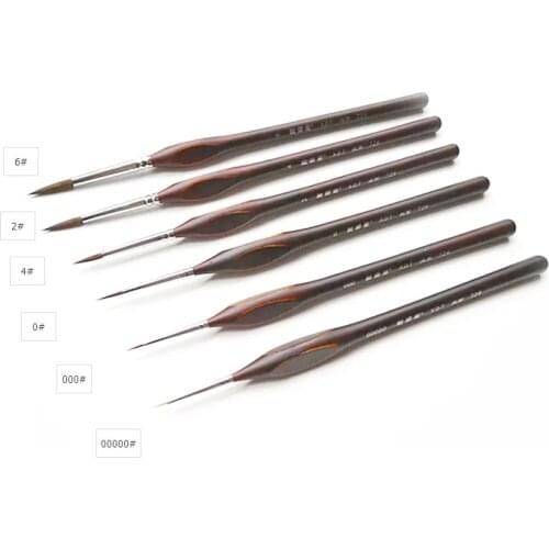 6pieces /lot 00000#~6# Pointed Painting Brush Outline Pen Combo for Gundam Model Building Military Model DIY