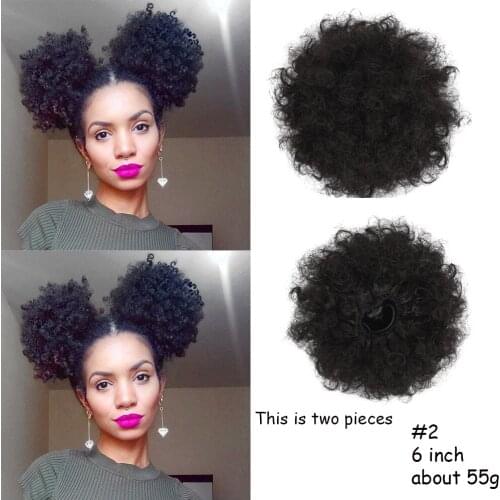 Afro Puff Drawstring Ponytail Human Hair Ombre Kinky Curly Ponytail Clip In Brazilian Hair Chignon High Puff Bun