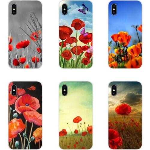 Accessories Phone Cases Covers Red Poppies flowers For Motorola Moto X4 E4 E5 G5 G5S G6 Z Z2 Z3 G G2 G3 C Play Plus