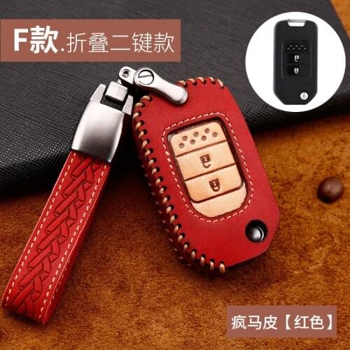 Car Handmade Leather Key Case Cover Key case For Honda Civic CR-V HR-V Accord Jade Crider Odyssey 2015- 2018 Remote Protector