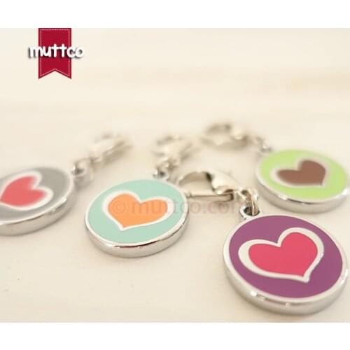 Freeship 20mm cute heart shape print 2colour dog tag dog id tags for pets metal round dog name tags collar blank engrave charm