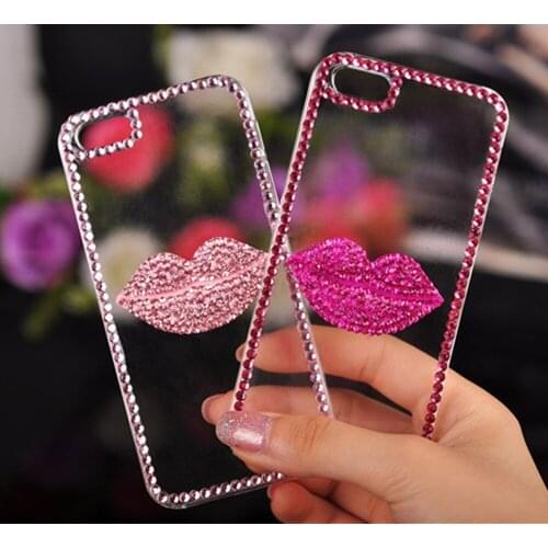 Bling Diamond Transparent Soft TPU Phone Case Pink Lip Cover For Huawei P20 Lite Pro P30 P40 Pro Mate 20 Pro Honor 9 Honor 8