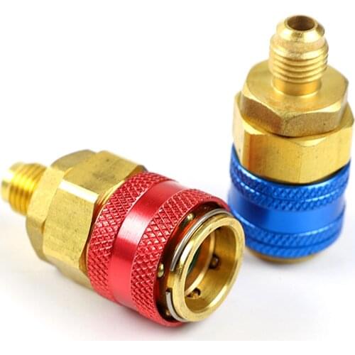 1 Pair R134A H/L Auto Car Quick Coupler Connector Brass Adapters Air Conditioning Refrigerant Adjustable AC Manifold Gauge