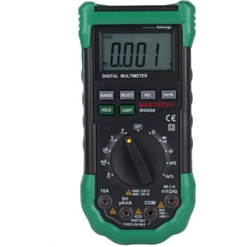 MASTECH MS8268 Digital Multimeter LCD Auto Range Porotection Ac/Dc Multimeter Voltmeter Ammeter Frequency Capacitor Tester