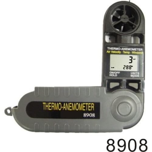 AZ-8908 Digital Handheld Pocket Wind Speed Meter Anemometer Measures Air Velocity Temperature Windchill Humidity