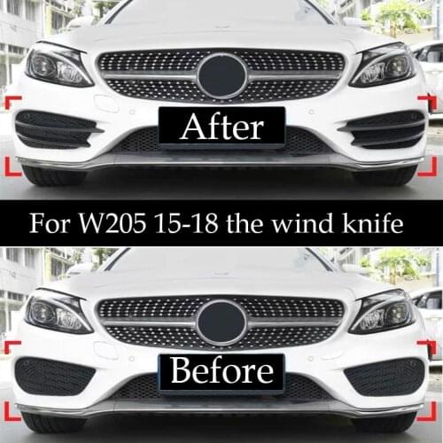 Front Bumper Spoiler Fog Lamp Decorative Strips for Mercedes Benz C Class W205 C180 C200 C220 C250 C300 C350 C400 Accessories