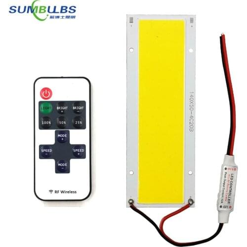 12V 20W Dimmable LED COB Light 140*50mm 2000LM LED Panel Lamp with Dimmer Remote Control DIY LED Lighting DC12V COB Car Bulbs