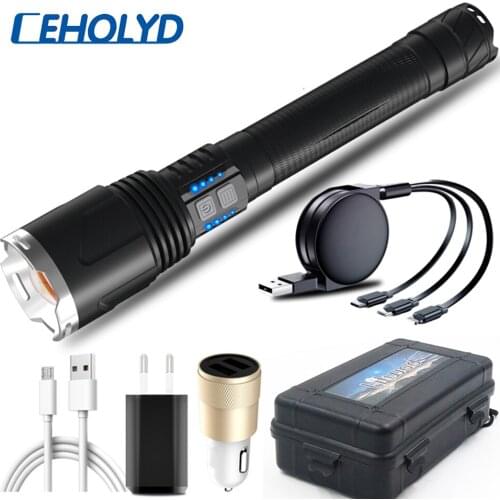 Dropshipping XHP110.2 Led Flashlight Zoom Usb Rechargeable Power Display Powerful Torch 18650 26650 Handheld Light XHP90 Lantern