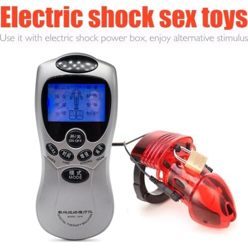 SM Electric Pulse Shock Chastity Cock Cages for Male Masturbator Erotic Goods Dildo Vibrator Penis Stimulation Belt Lock Sex Toy