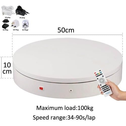 HQ 50CM 100KG Load Speed Range 34-90S/REV Remote Controller 360 Degree Electric Photography Turntable Rotating Display Stand