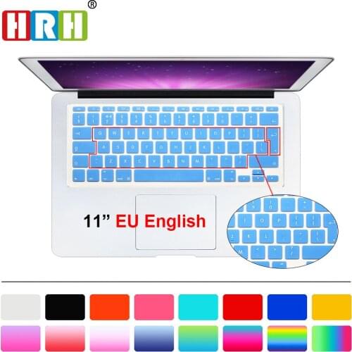 HRH Durable Ultra-thin Silicone UK EU Layout Keyboard Cover Skin Protector Sticker Protective Film for Macbook Air 11.6 Inch