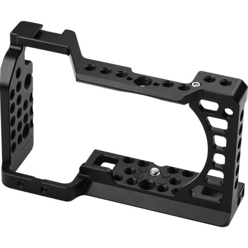 Aluminum Alloy Camera Cage Rig Cold Shoe Mount ARRI Locating Hole 1/4 3/8 Threaded for Sony A6000/A6100/A6300/A6400/A6500 Camera
