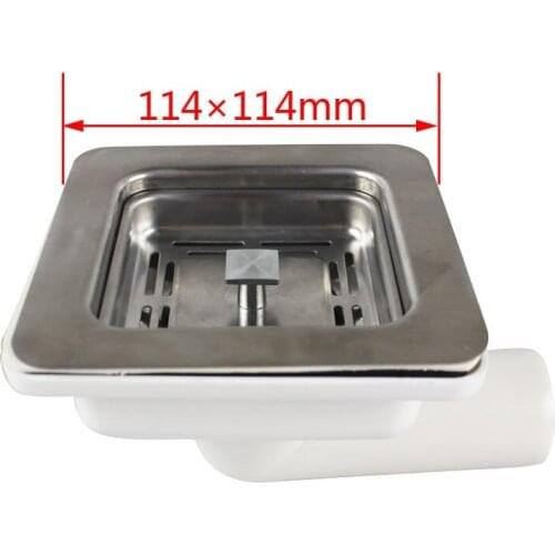 MTTUZK Kitchen Sink Square Drain Sink filter 114mmx114mm Diameter Sink Lifting Drainer Wall row design with elbow
