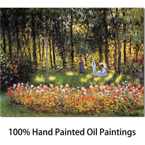 Art landscape The Artists Family in the Garden Claude Monet impressionism Handmade oil painting High quality